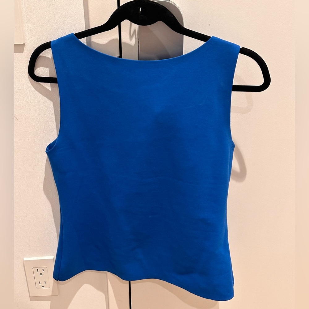 NWOT Blue Sleeveless Curved Hem Top with Low Back (Can be worn both ways…